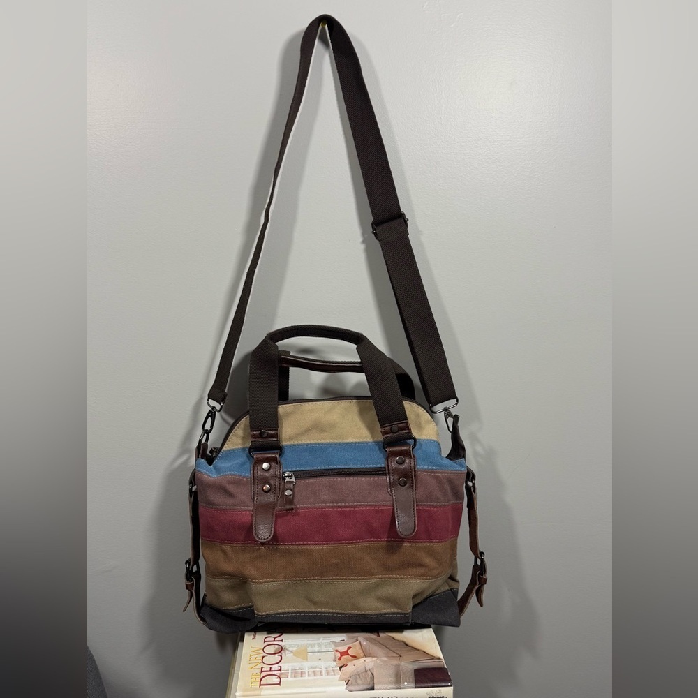 Multicolor Canvas Messenger Bag - Picture 7 of 12